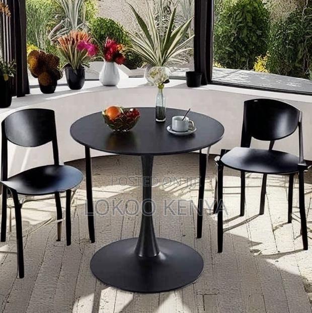 Coffee Table; Black Nordic Round MDF Home Dining Table