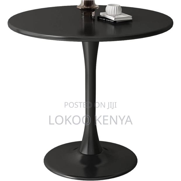Coffee Table; Black Nordic Round MDF Home Dining Table - thumbnail 2