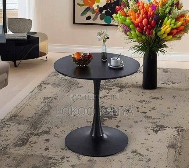 Coffee Table; Black Nordic Round MDF Home Dining Table - thumbnail 3