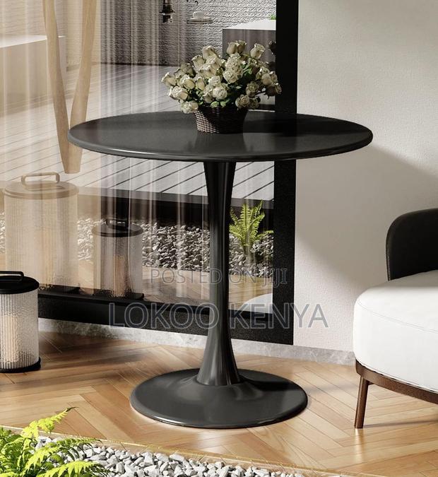 Coffee Table; Black Nordic Round MDF Home Dining Table - thumbnail 5