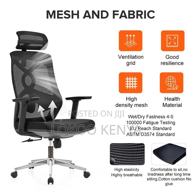 Office Chair; Swivel Black Mesh High Back Computer Desk Chair - thumbnail 6
