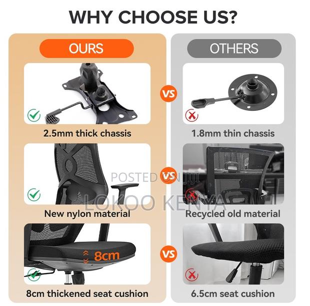 Office Chair; Swivel Black Mesh High Back Computer Desk Chair - thumbnail 9