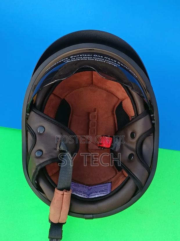 White Retro Vintage Half Face Motorcycle Helmet - thumbnail 3