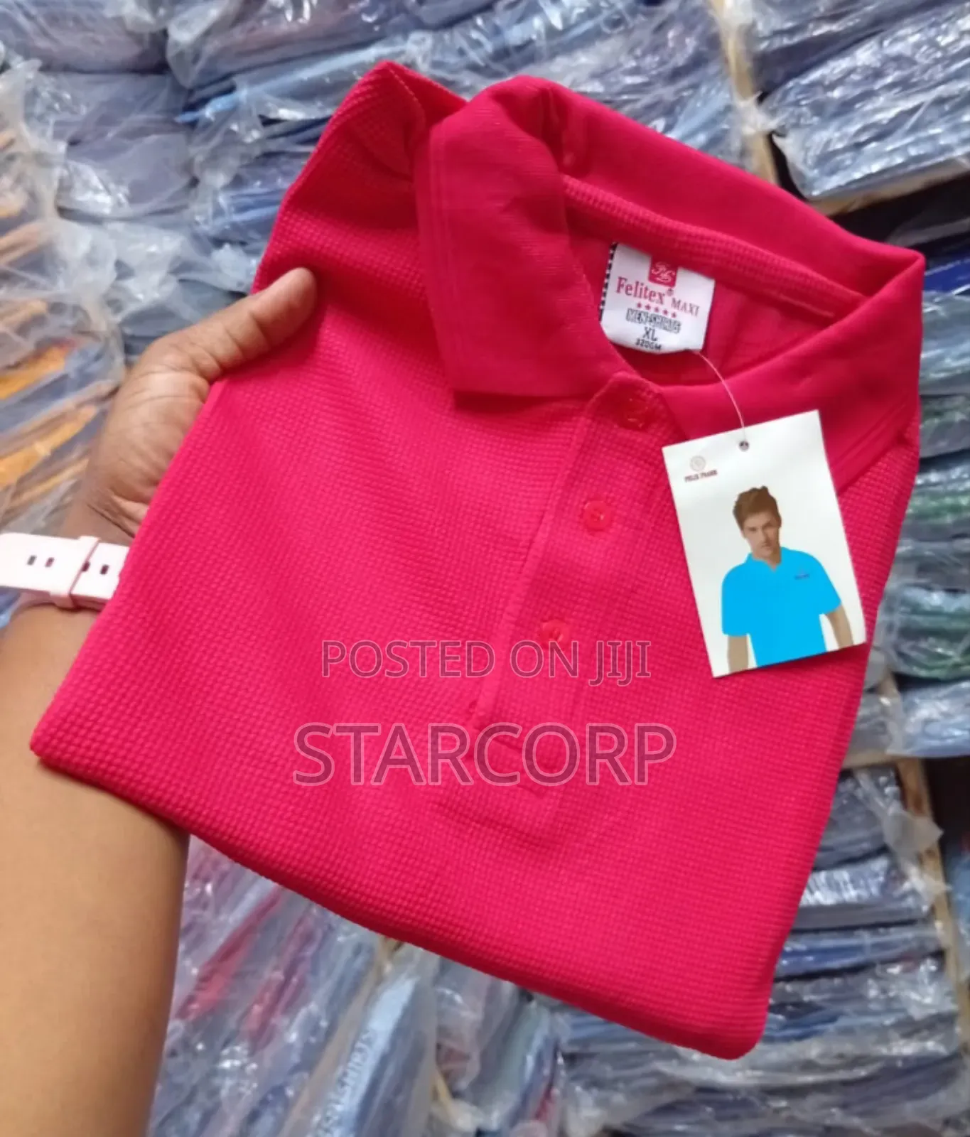 Red Dotted Polo Tshirts Available