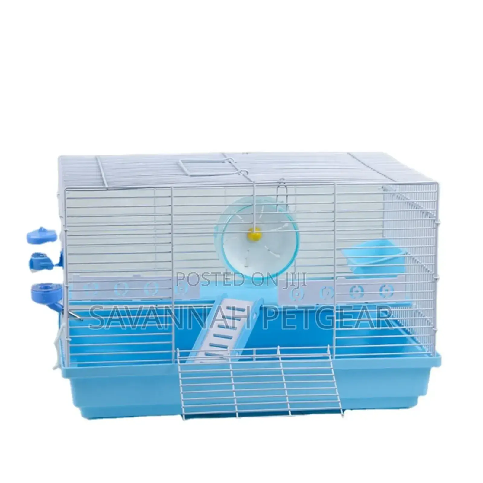 Hamster Bird Wire Cage Plus Wheel Waterer (Black/Blue/Pink/White)