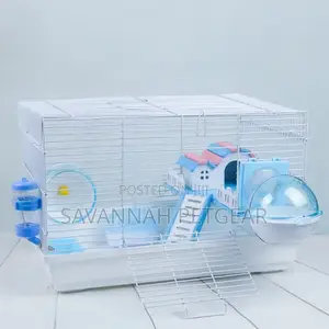 Hamster Bird Wire Cage Plus Wheel Waterer (Black/Blue/Pink/White)