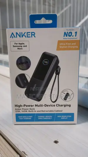 Anker Zolo Power Bank (25,000mah, 165w, Built-in Retractable Cables)