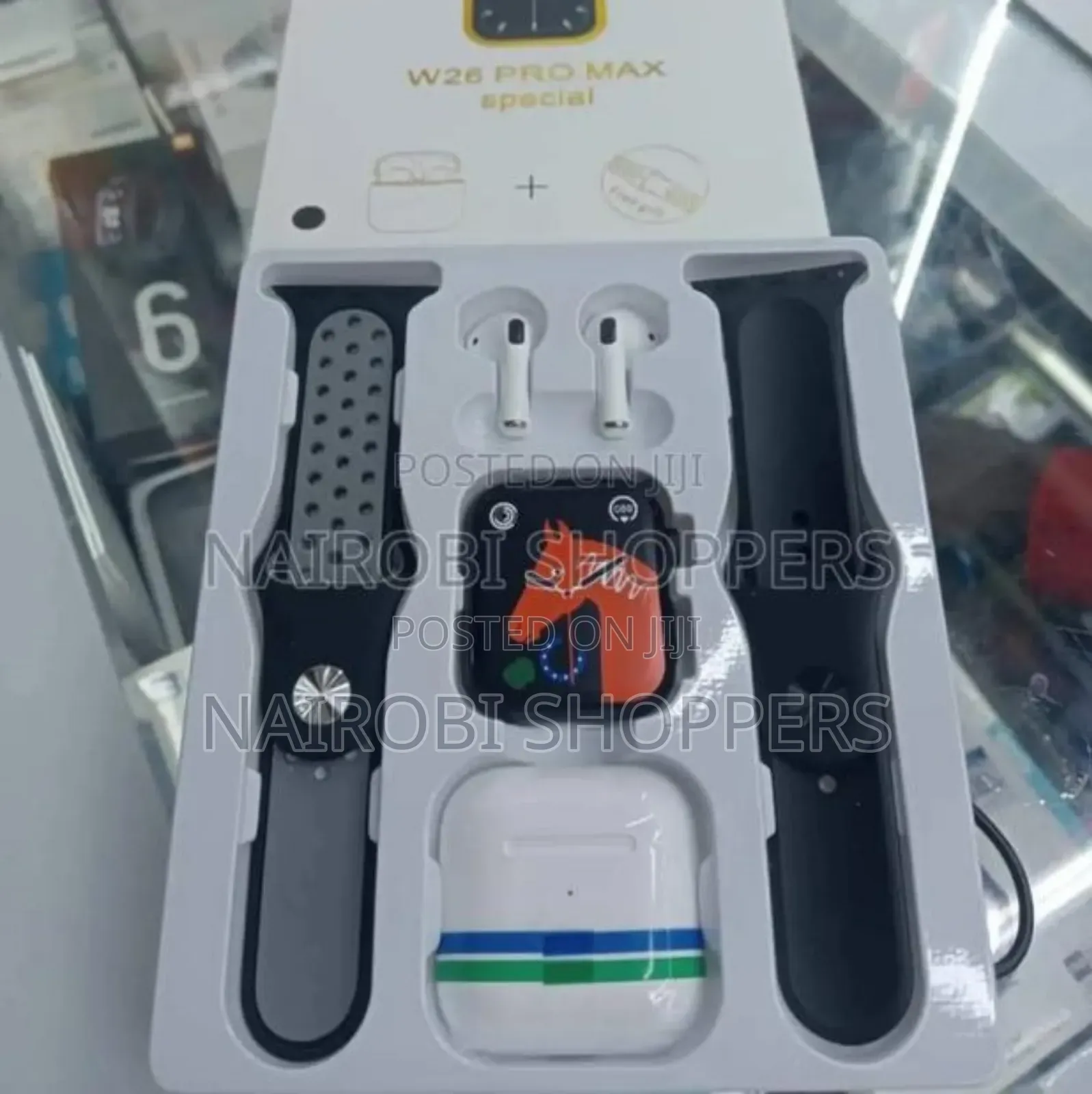 W26 Smart Watch With Extra Strap Earpods