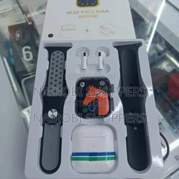 W26 Smart Watch With Extra Strap Earpods