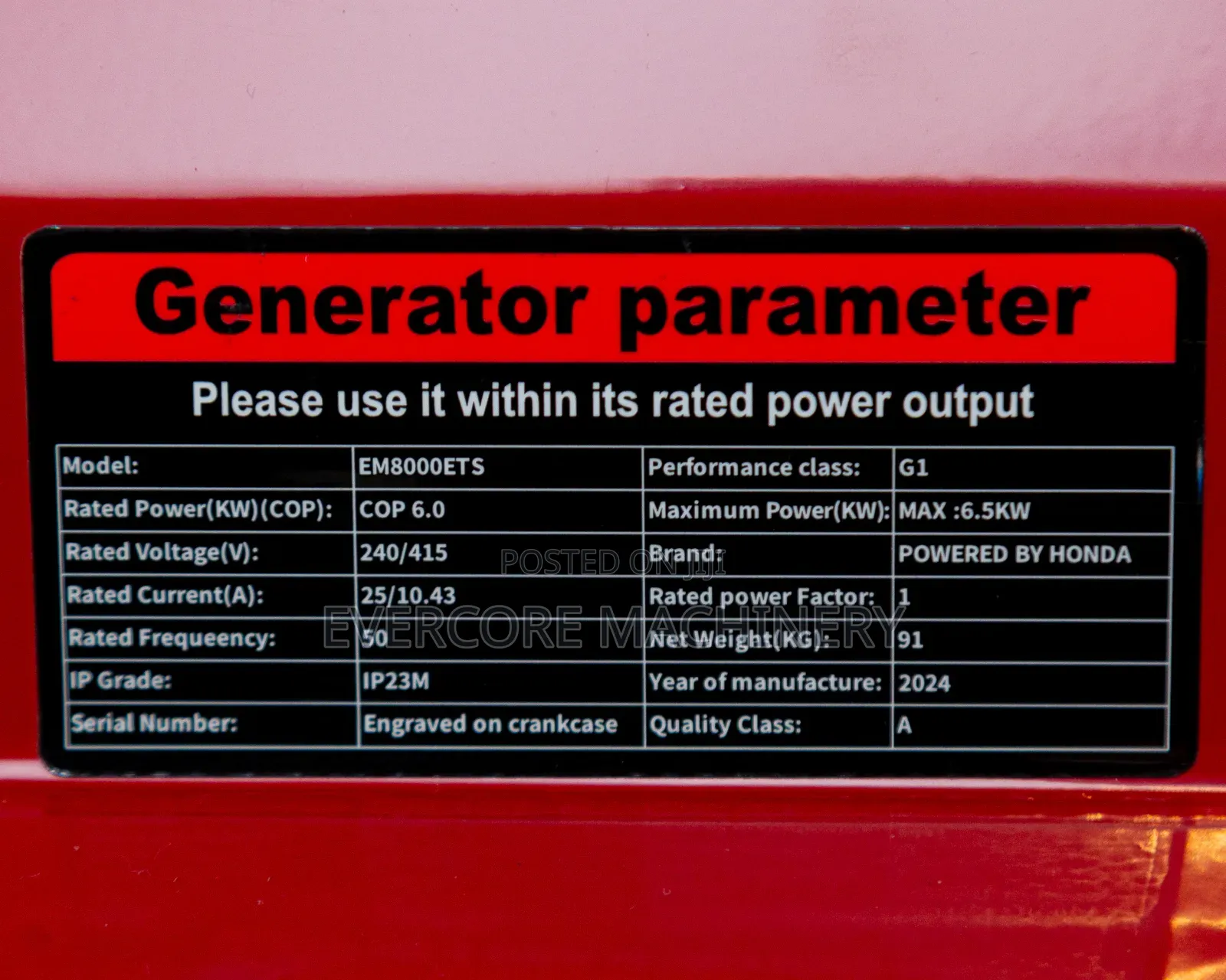Honda 6.5kw/8kva Petrol Generator With Single And Three Phase Option.