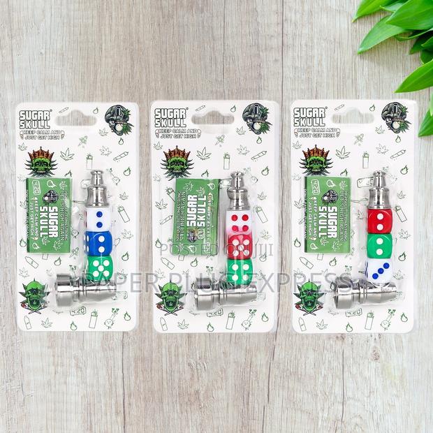 Sugar Skull Hand Metallic Smoking Pipe – Dice Edition - main view