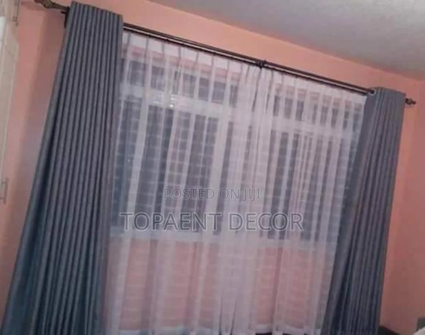 Soft Fabric Quality Window Grey Curtains With White Sheers - main view