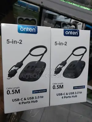 Onten 5-in-2 Usb-C Usb 3.0 to 4 Ports Hub, Model Number Otn-Uca310.