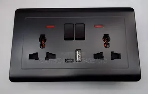 Black Twin Socket Wirh Type A And Type C