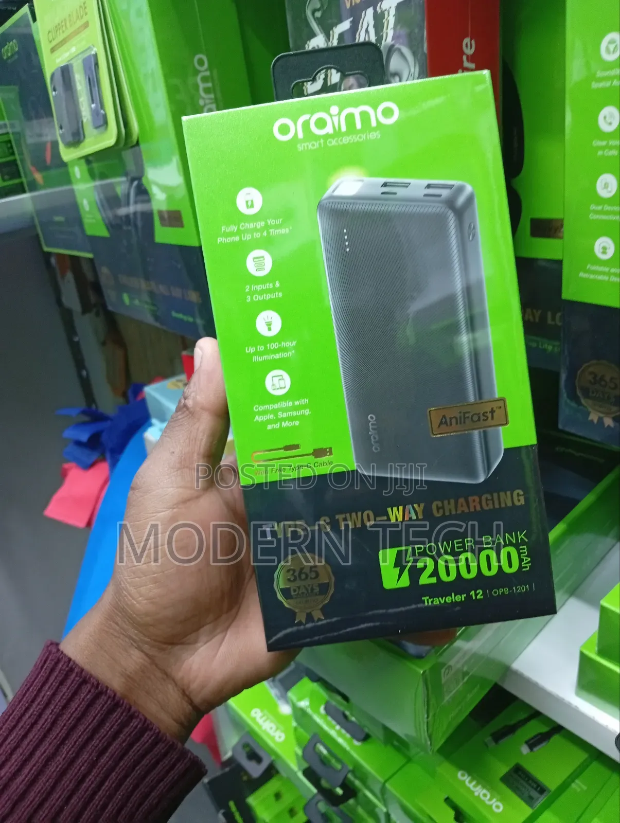 Oraimo Traveler 12 20000mah 12w Power Bank With Type C Cable.