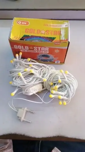 Vintage 10mtrs Gold Christmas Lights Yf3wz