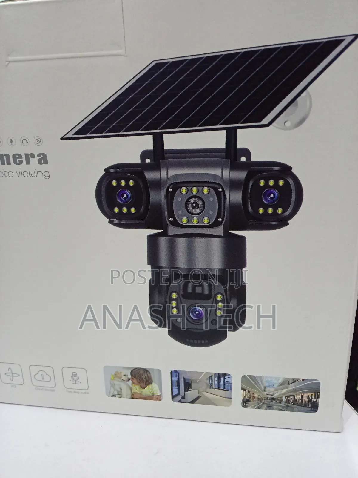 V380 Pro Solar CCTV Triple Lens Eyes Camera With Instant Phone Alerts