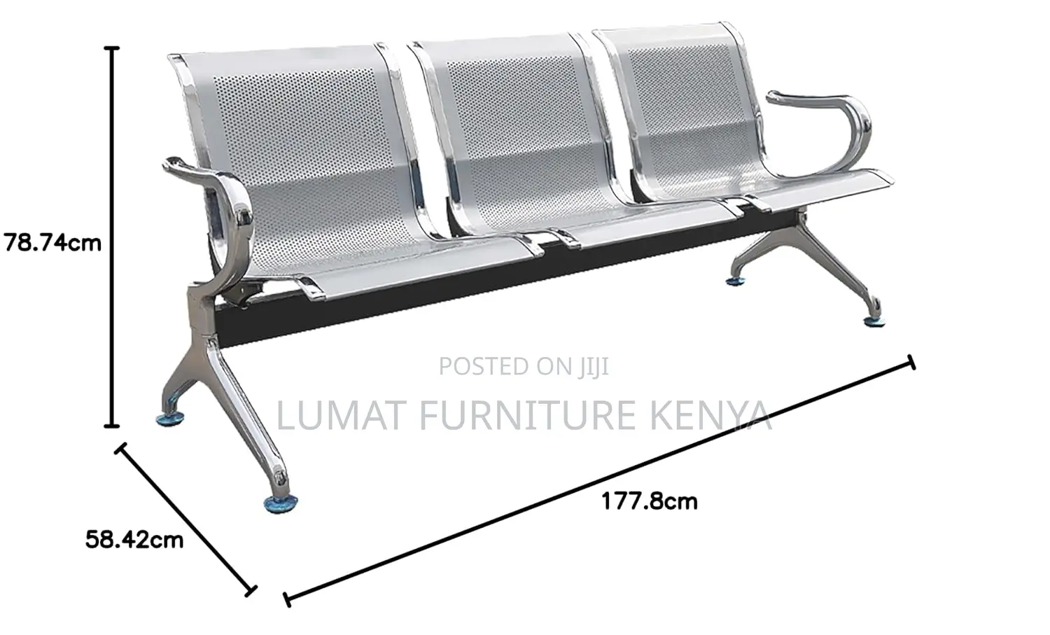 Silver 3 Link Reception Waiting Bench