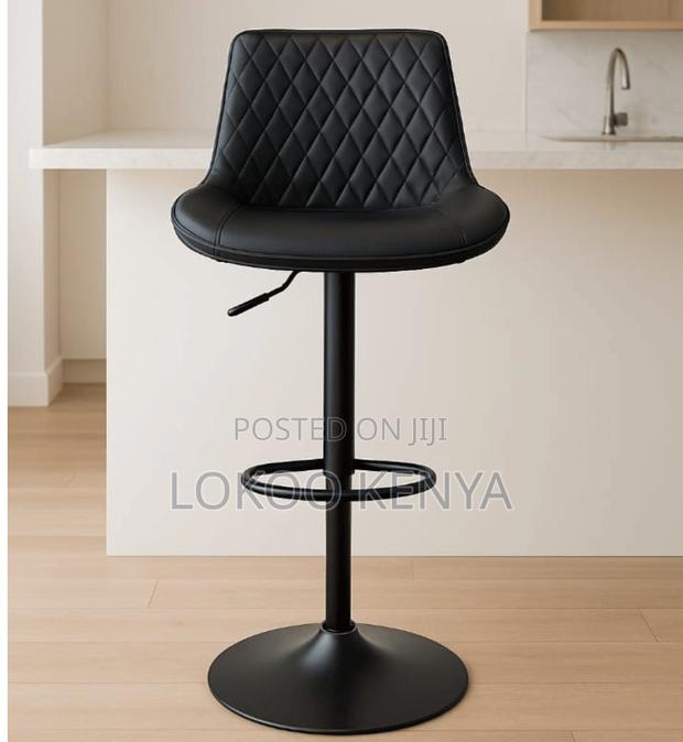 Stool; Black Modern Pu Leather Adjustable Counter Height Barstool
