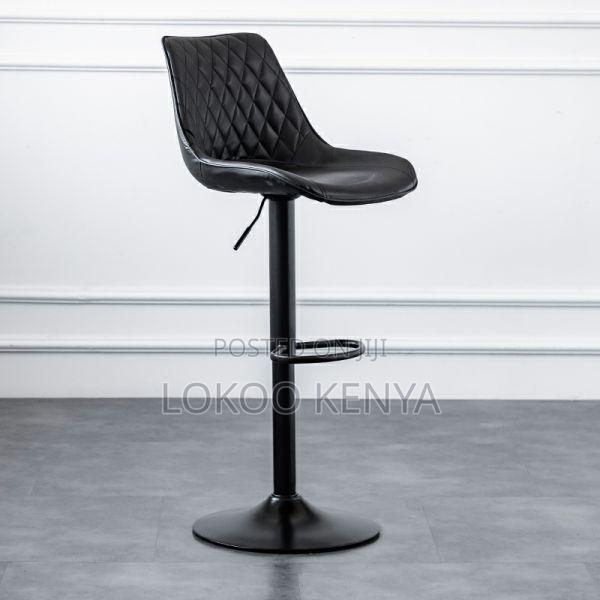Stool; Black Modern Pu Leather Adjustable Counter Height Barstool - thumbnail 3