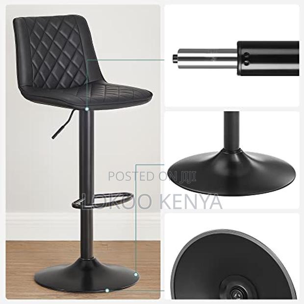 Stool; Black Modern Pu Leather Adjustable Counter Height Barstool - thumbnail 5