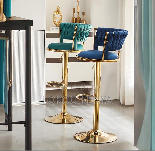 Stool; Adjustable Modern Gold Luxury Seating Kitchen Barstool - thumbnail 2