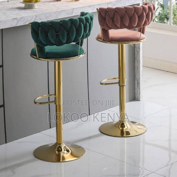Stool; Adjustable Modern Gold Luxury Seating Kitchen Barstool - thumbnail 4