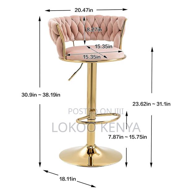 Stool; Adjustable Modern Gold Luxury Seating Kitchen Barstool - thumbnail 5
