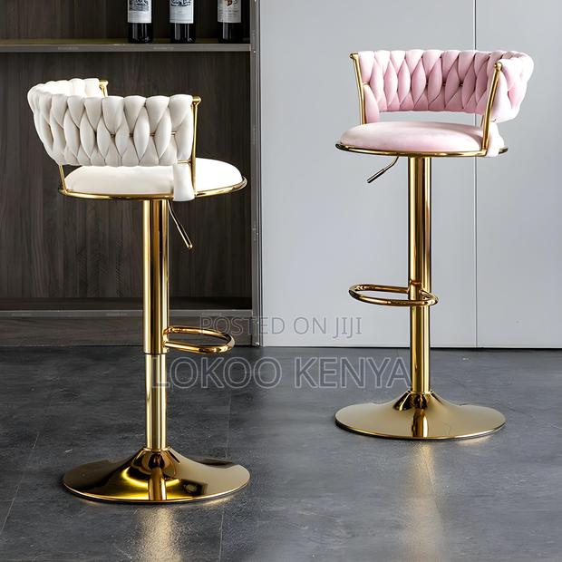 Stool; Adjustable Modern Gold Luxury Seating Kitchen Barstool - thumbnail 7