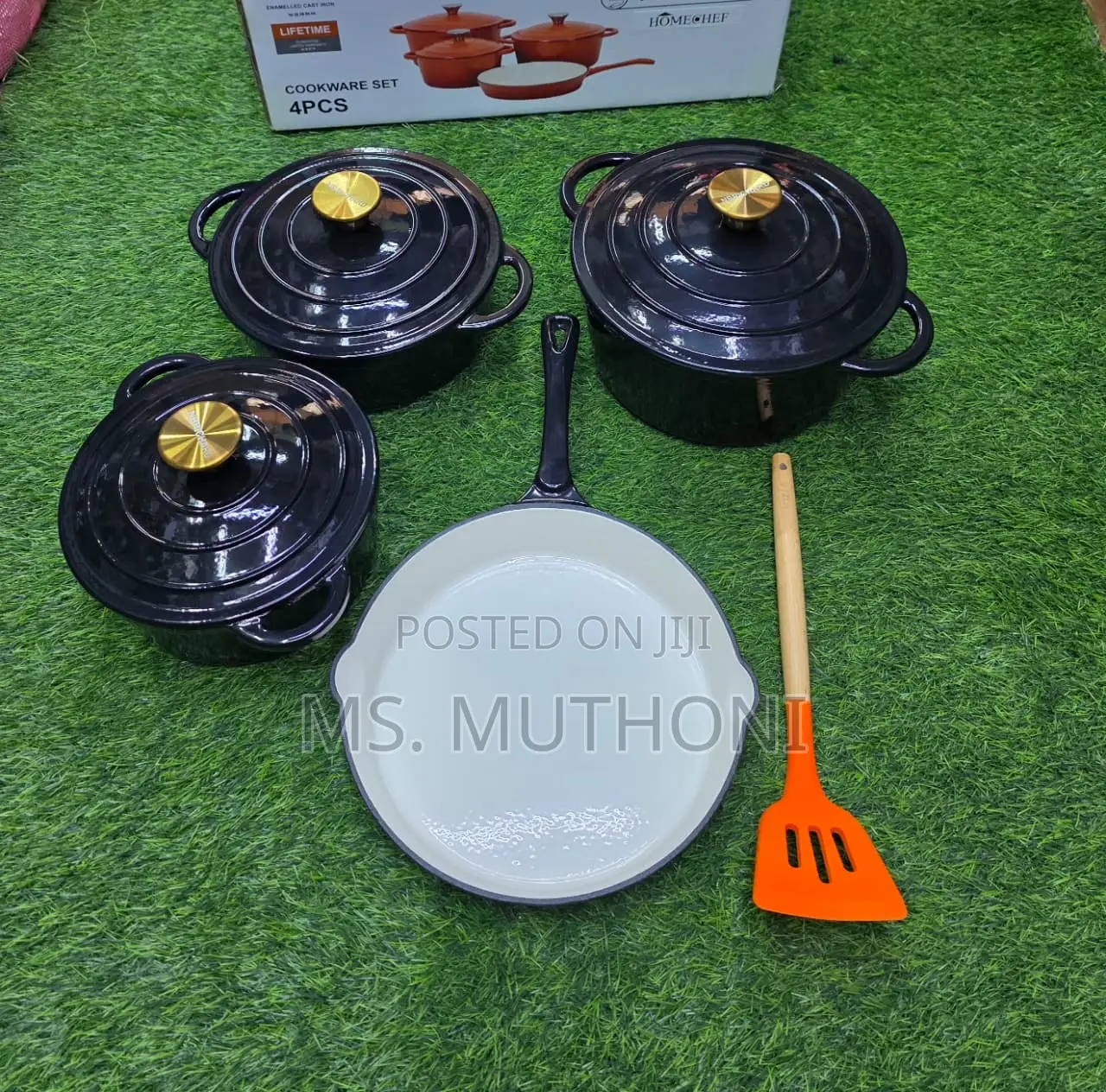 Matte Black / Enamel Black 7pcs Enamel Cast Iron Cooking Pots