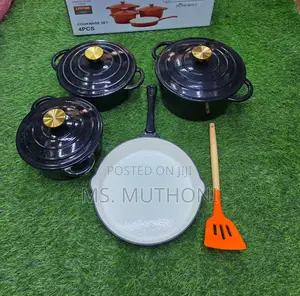 Matte Black / Enamel Black 7pcs Enamel Cast Iron Cooking Pots
