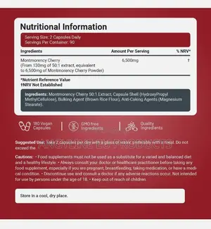 Montmorency Cherry Capsules / Tart Cherry for Gout and Sleep