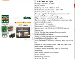 8 L Oven + 6 Air Fryer Combo DSP Air Frier