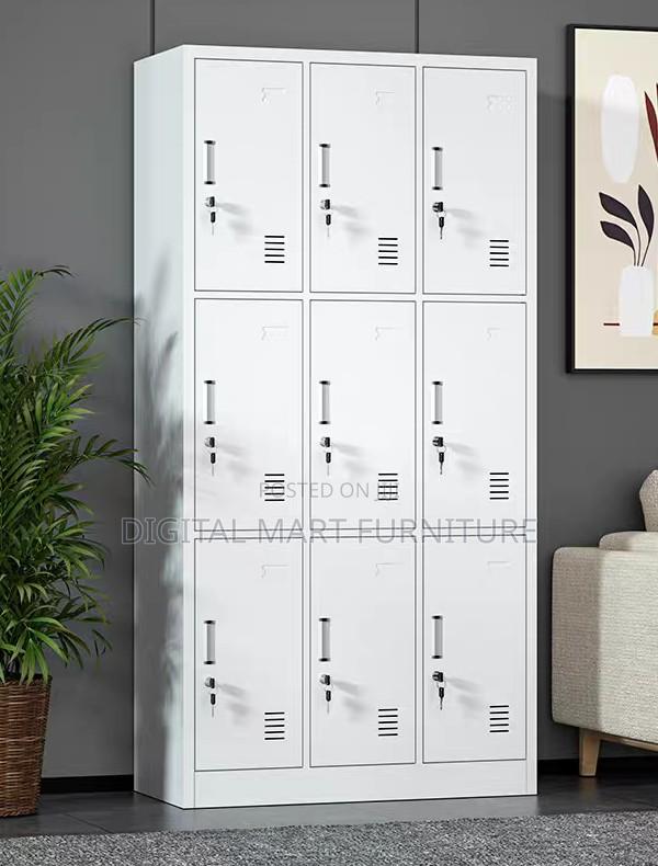 Office Cabinet: White Nine Section Steel Cabinet