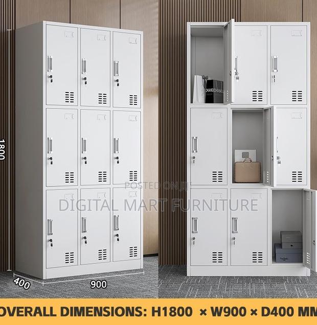 Office Cabinet: White Nine Section Steel Cabinet - thumbnail 6