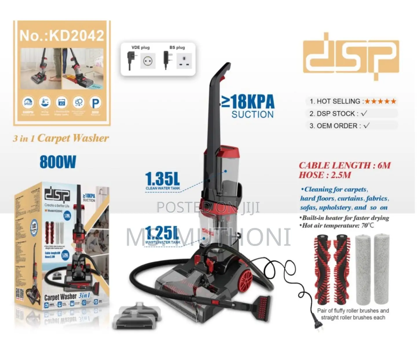 DSP 3-in-1 Carpet Washer – 800w Powerful Carpet Sofa Cleaner