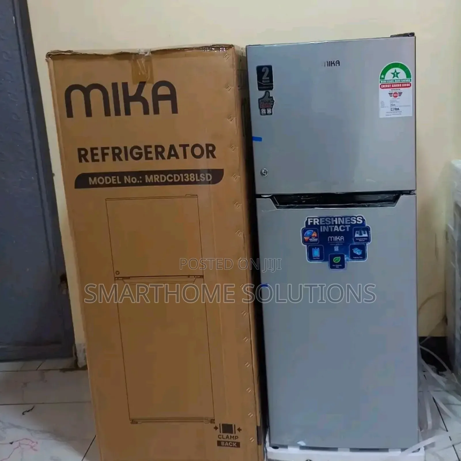 Mika 138l Double Door Refrigerator Top Mounted Freezer Slvr