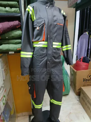 Grey Overall With Reflector in Luminous Green
