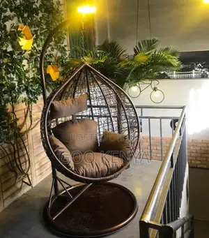 Home Chair; All-Weather Rattan Egg Swing With Sturdy Base for Garden