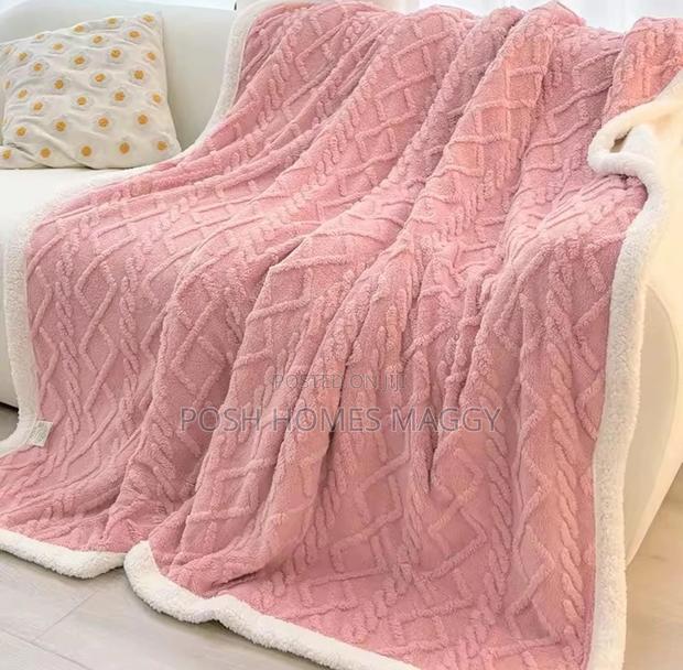 Pink Sherpa Throw Blankets - main view