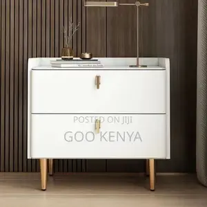 Home Cabinet; Modern Nightstand Leather-Clad Wooden Bedside Cabinet