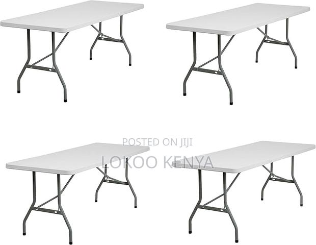 Office Table; Plastic Rectangular Outdoor Folding Event Dining Table - thumbnail 4