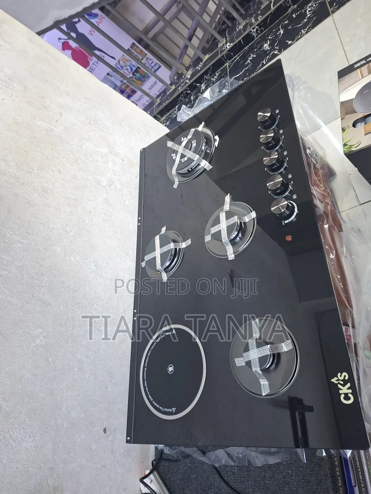 CKS 4gas +1 Electric Ceramic Plate Hob Black