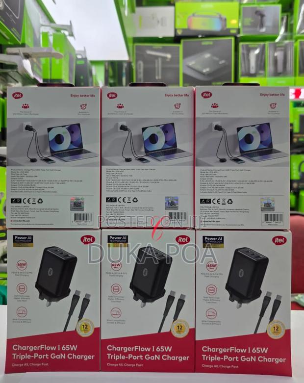 Itel 65w Charger Tripple Port Gan Charger