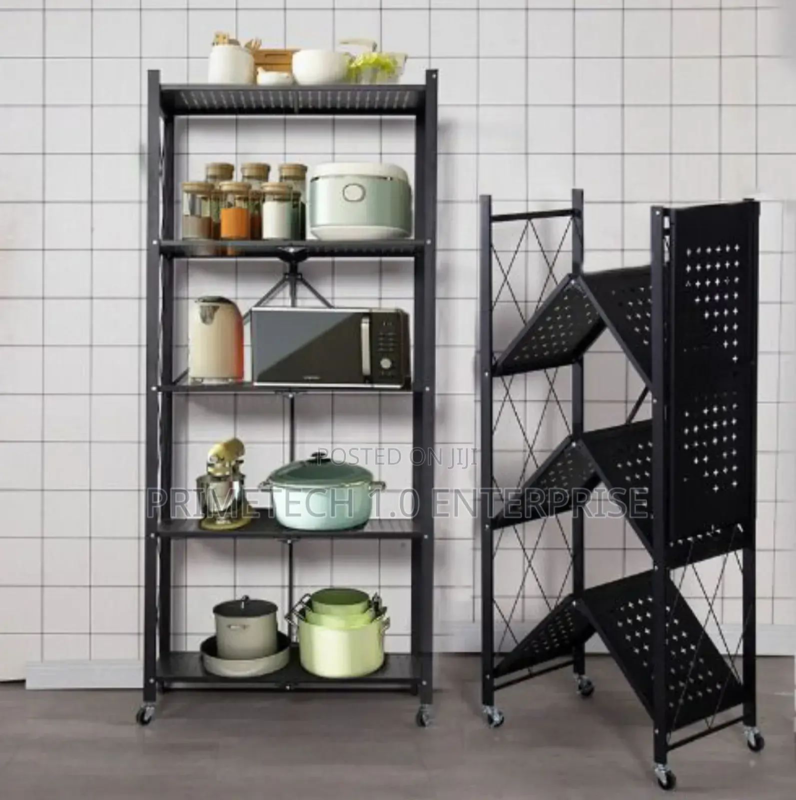 3 Layer Foldable Movable Kitchen Rack