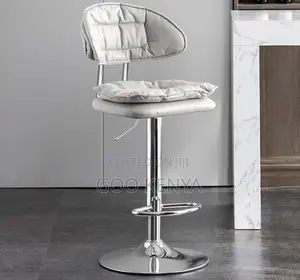 Home Bar Chair; Modern Silver Stainless Stool With Adjustable Height