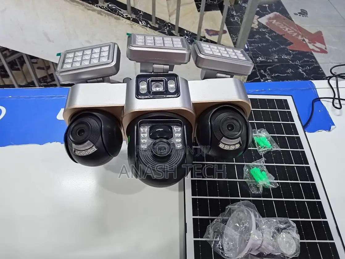 Solar CCTV Camera 4g Triple Lens With Lights