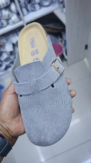 Grey Leather Clogs Birkenstock