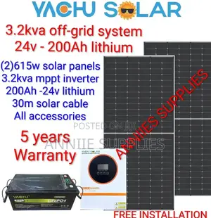 New 3.2 Kw Home Offgrid System - 200ah Lithium Battery - (2)615w Solar
