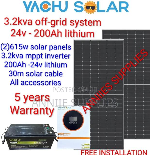 New 3.2 Kw Home Offgrid System - 200ah Lithium Battery - (2)615w Solar